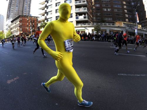 Yellow Body Suit NY Marathon picture: Timothy A Clary Yellow Body Suit NY Marathon picture: Timothy A Clary