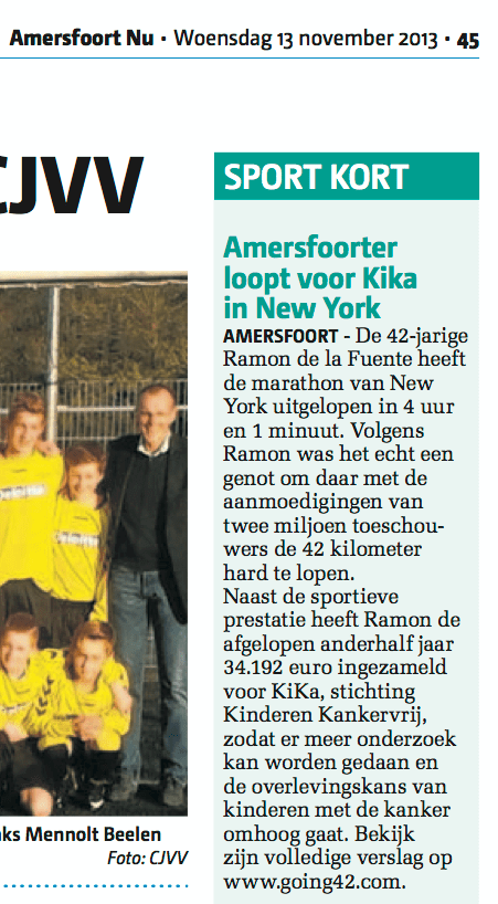 Amersfoort Nu - Ramon de la Fuente loopt New York Marathon