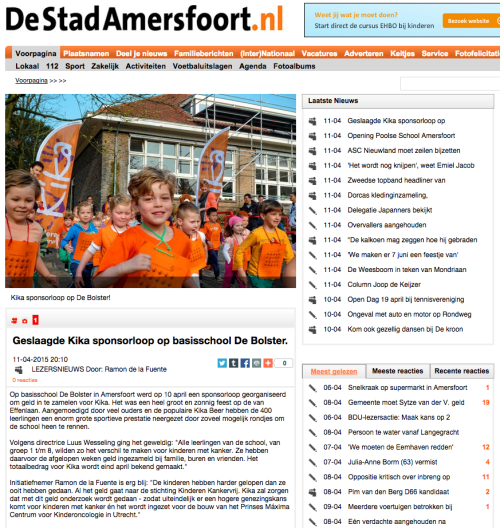 Geslaagde KiKa sponsorloop op basisschool De Bolster. DeStadAmersfoort.nl