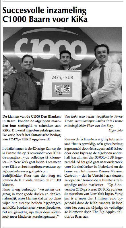 Geslaagde inzameling KiKa bij de C1000 te Baarn