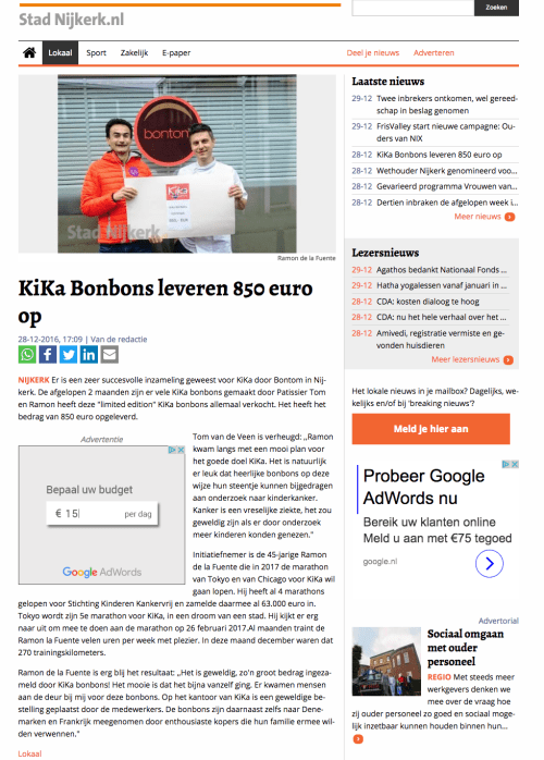 KiKa Bonbons leveren 850,- EUR op.