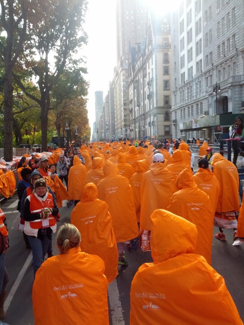 Orange capes - New York Marathon finish