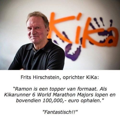 Frits Kirschstein, de oprichter van KiKa bedankt Ramon de la Fuente.